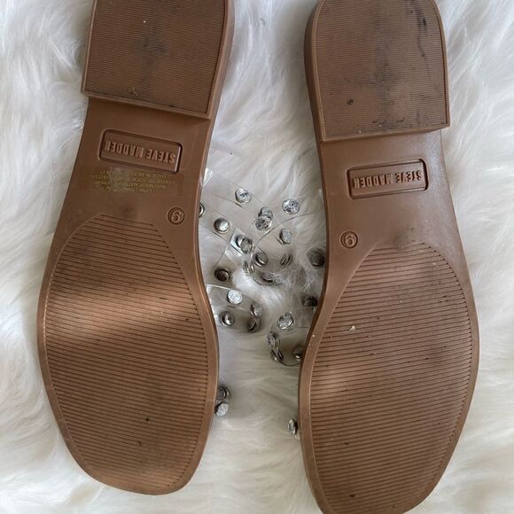 Steve Madden Lynda clear crystal straps sandals slip on square toe size 9M - Picture 13 of 13